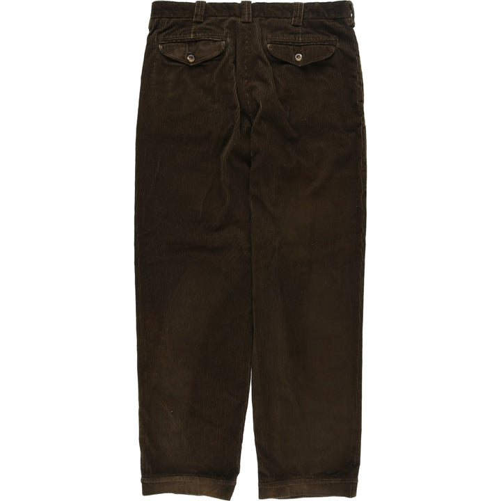 90s-00'S LLBean Two-Pleat Corduroy Pants, Men's Size W35 (approx.), Vintage cotton Khaki type Vintage Second Hand