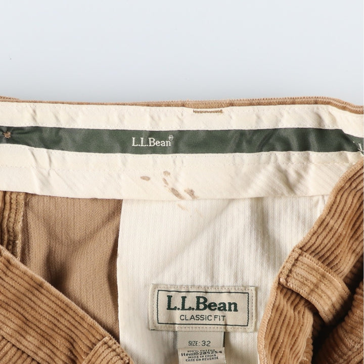90s-00'S LLBean corduroy pants, men's size W33 (approx.), vintage. cotton beige type brown Vintage Second Hand