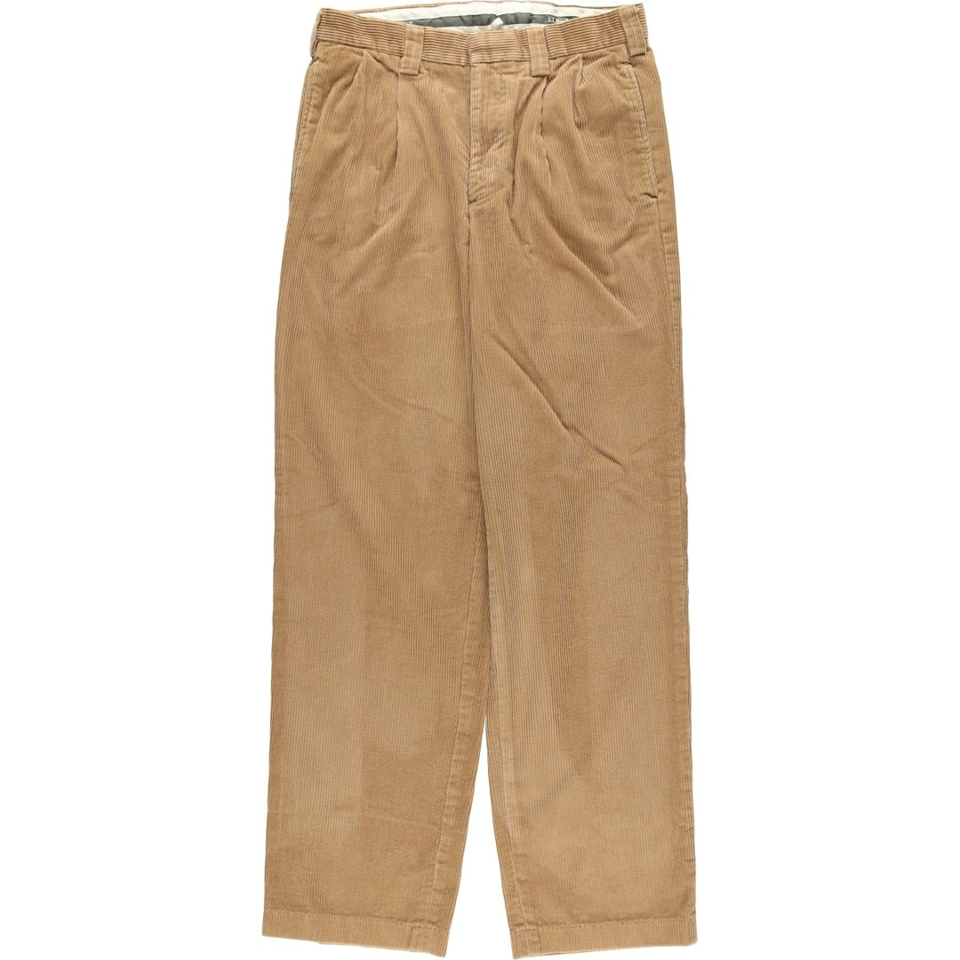 90s-00'S LLBean Two-Pleat Corduroy Pants, Men's Size W31 (approx.), Vintage cotton Beige type Vintage Second Hand