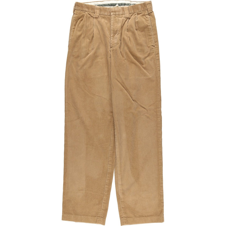90s-00'S LLBean Two-Pleat Corduroy Pants, Men's Size W31 (approx.), Vintage cotton Beige type Vintage Second Hand