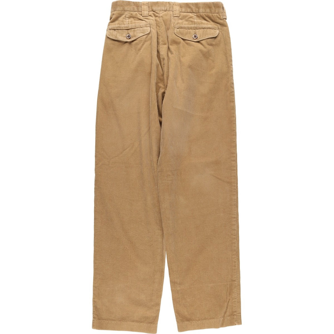90s-00'S LLBean Two-Pleat Corduroy Pants, Men's Size W31 (approx.), Vintage cotton Beige type Vintage Second Hand