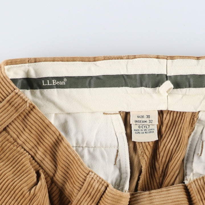 90s-00'S LLBean Two-Pleat Corduroy Pants, Men's Size W31 (approx.), Vintage cotton Beige type Vintage Second Hand