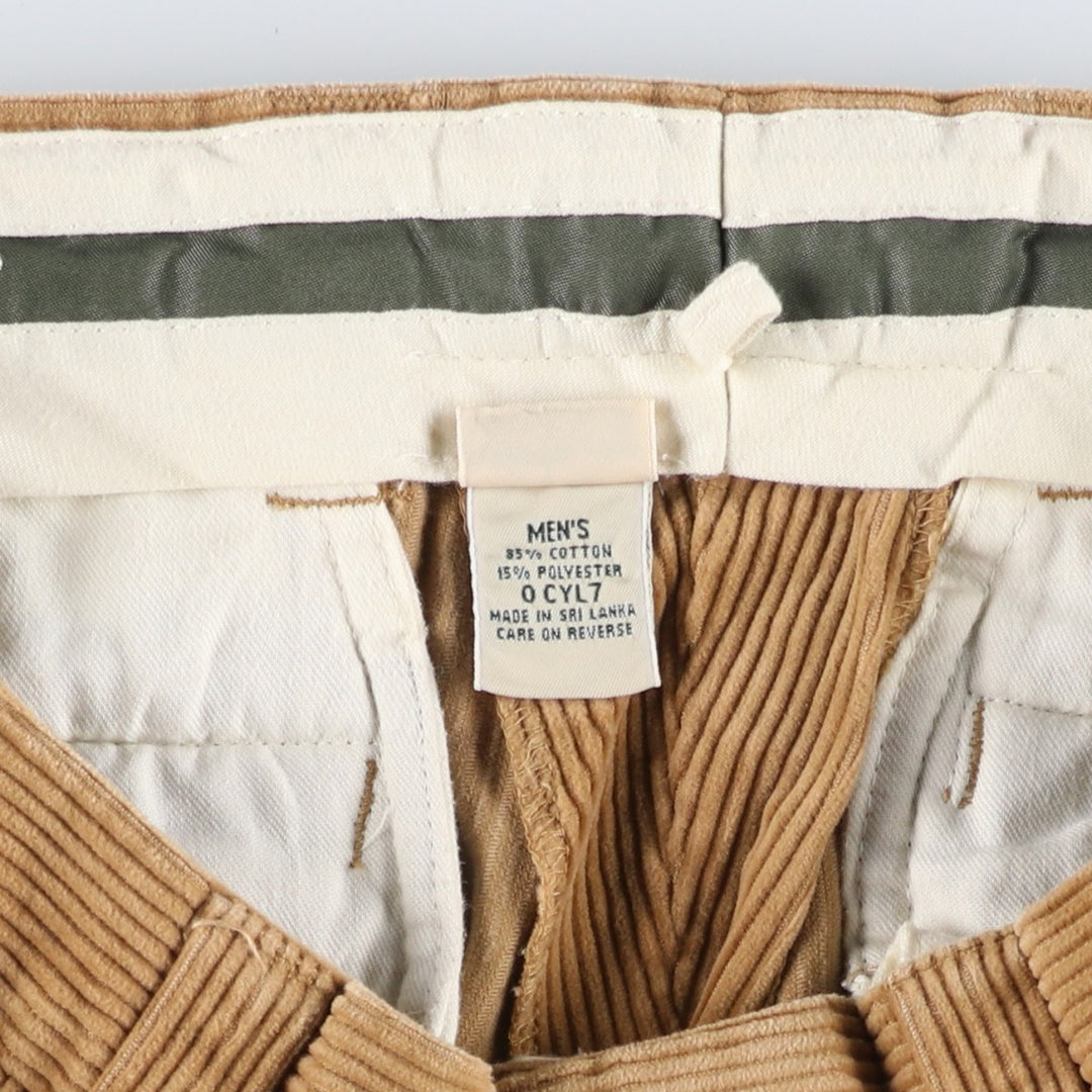 90s-00'S LLBean Two-Pleat Corduroy Pants, Men's Size W31 (approx.), Vintage cotton Beige type Vintage Second Hand