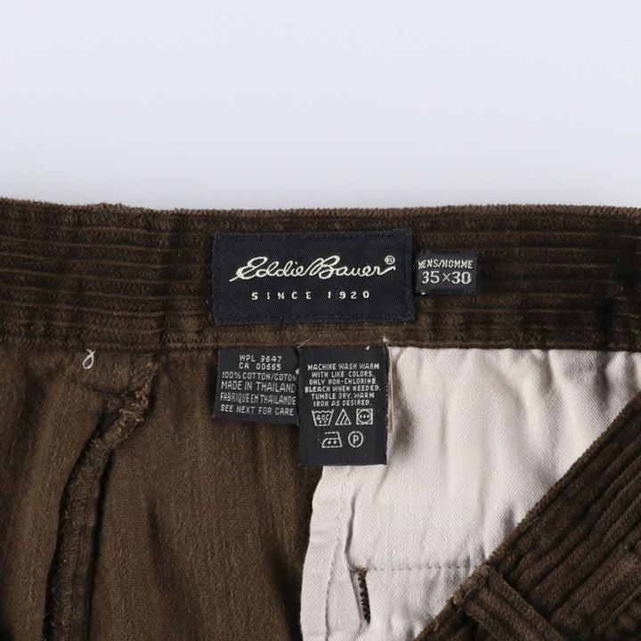 Eddie Bauer Men's Two-Puck Wide-Rib Corduroy Pants, Size W35 cotton brown type Vintage Second Hand