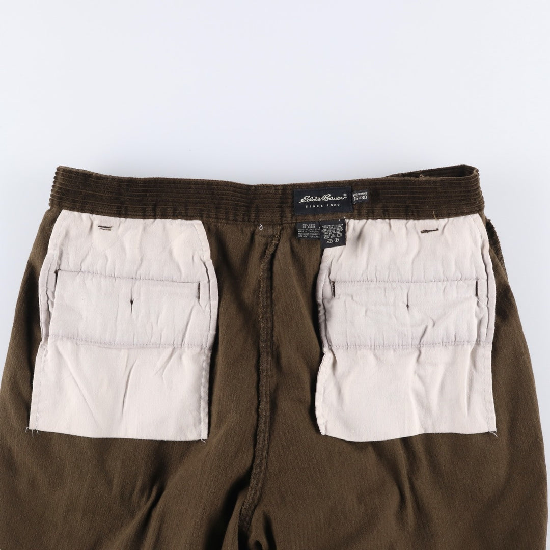 Eddie Bauer Men's Two-Puck Wide-Rib Corduroy Pants, Size W35 cotton brown type Vintage Second Hand