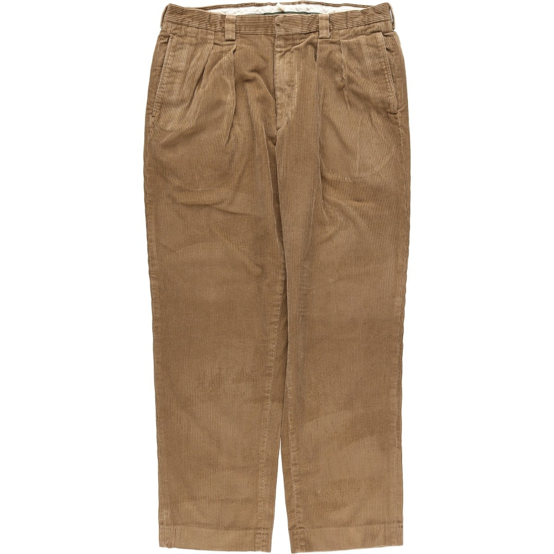 LLBean Two-Pleat Corduroy Pants, Men's Size W37 (approx.) cotton Beige type Vintage Second Hand