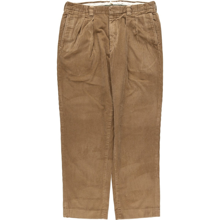 LLBean Two-Pleat Corduroy Pants, Men's Size W37 (approx.) cotton Beige type Vintage Second Hand