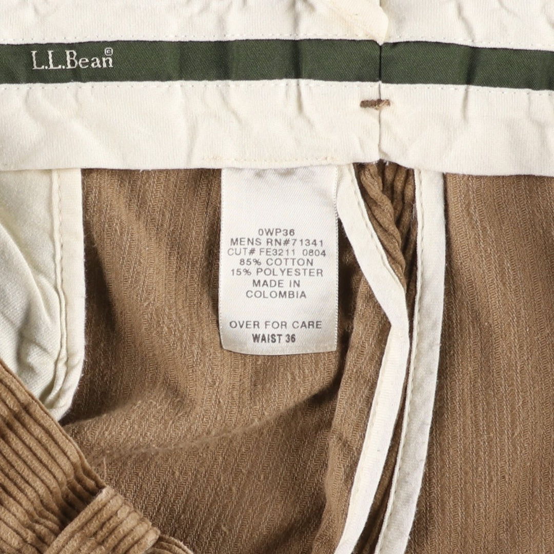 LLBean Two-Pleat Corduroy Pants, Men's Size W37 (approx.) cotton Beige type Vintage Second Hand