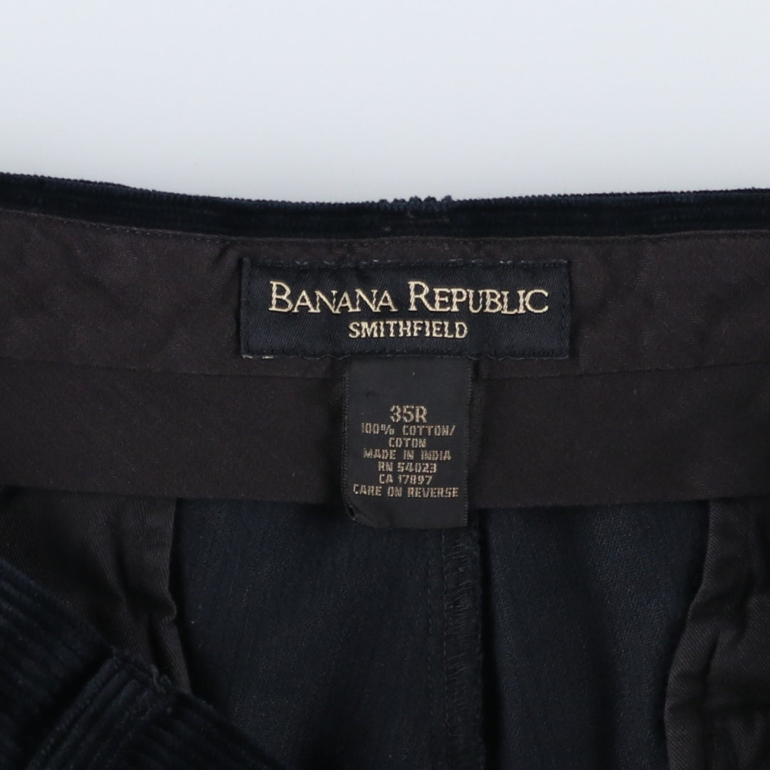 Banana Republic SMITHFIELD Two-Pleat Corduroy Pants, Men's Size W34 (approx.) cotton navy blue type Vintage Second Hand