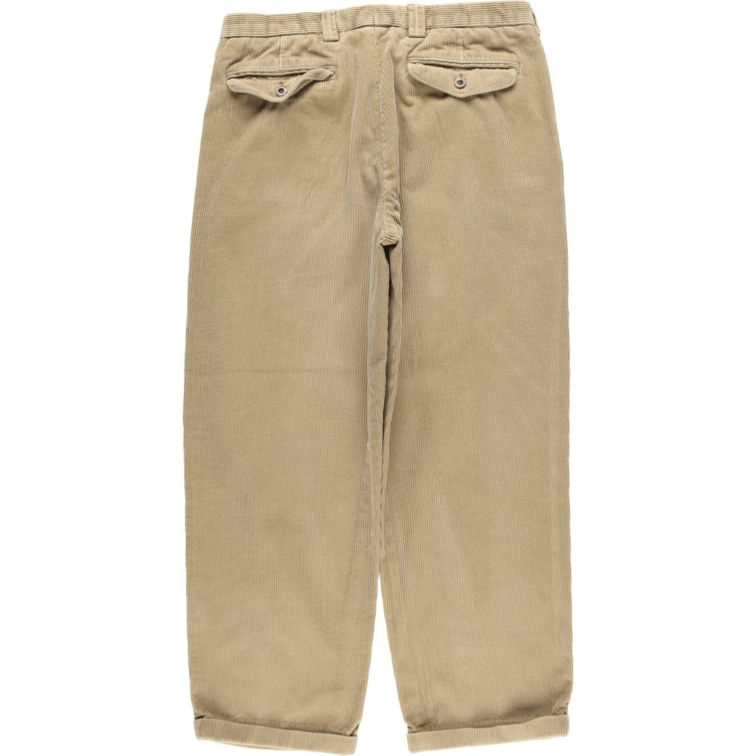 LLBean corduroy pants for men, size W34 (approx.), wide wale, two pleats. cotton Beige type Vintage Second Hand