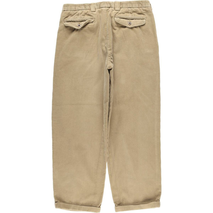 LLBean corduroy pants for men, size W34 (approx.), wide wale, two pleats. cotton Beige type Vintage Second Hand