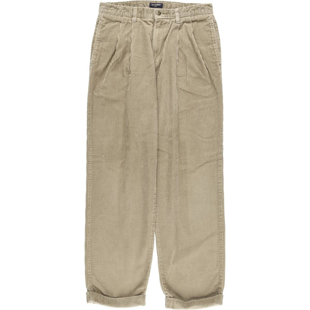 DOCKERS khakis two-pleat wide-wale corduroy pants, men's size W31 (approx.) cotton Beige type Vintage Second Hand