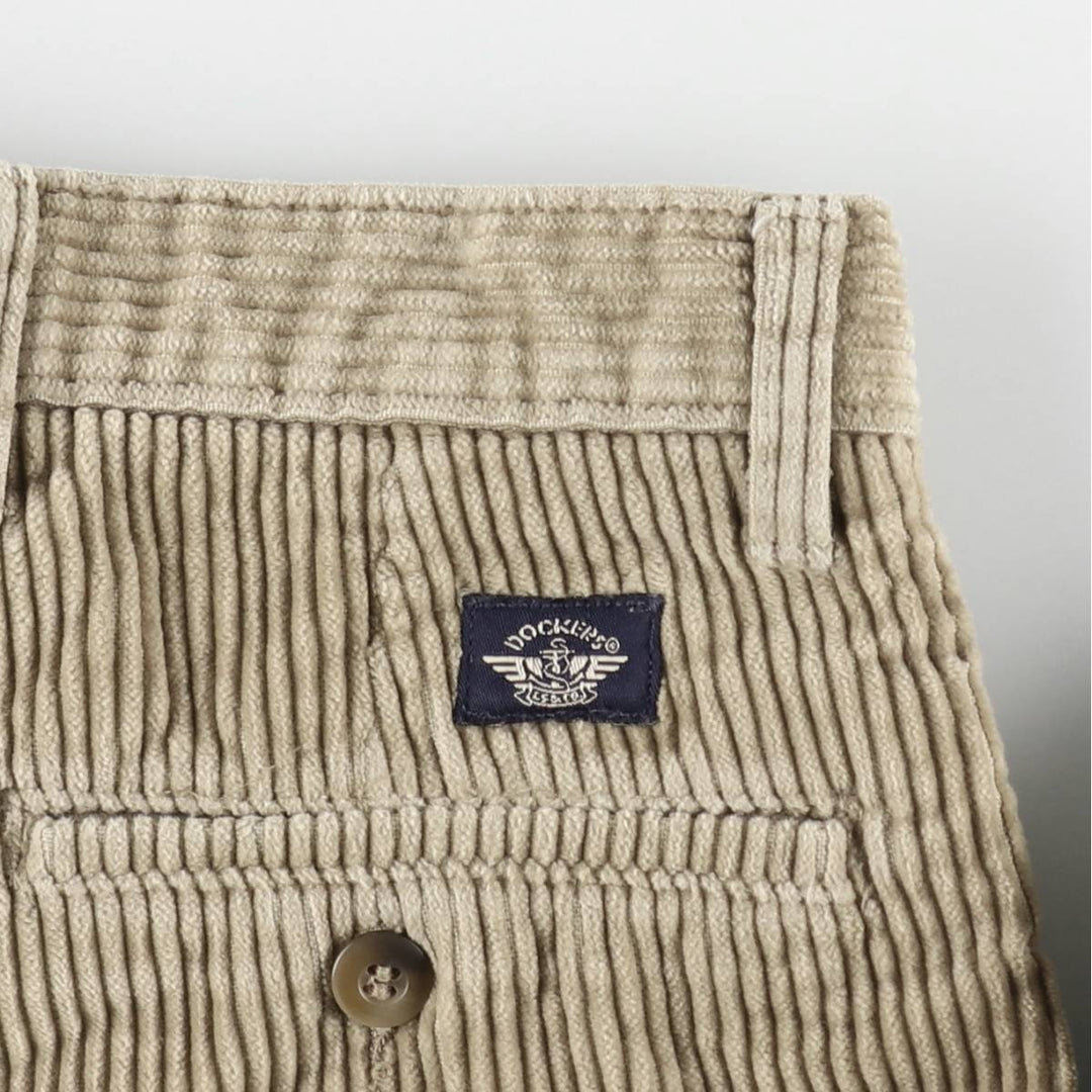 DOCKERS khakis two-pleat wide-wale corduroy pants, men's size W31 (approx.) cotton Beige type Vintage Second Hand