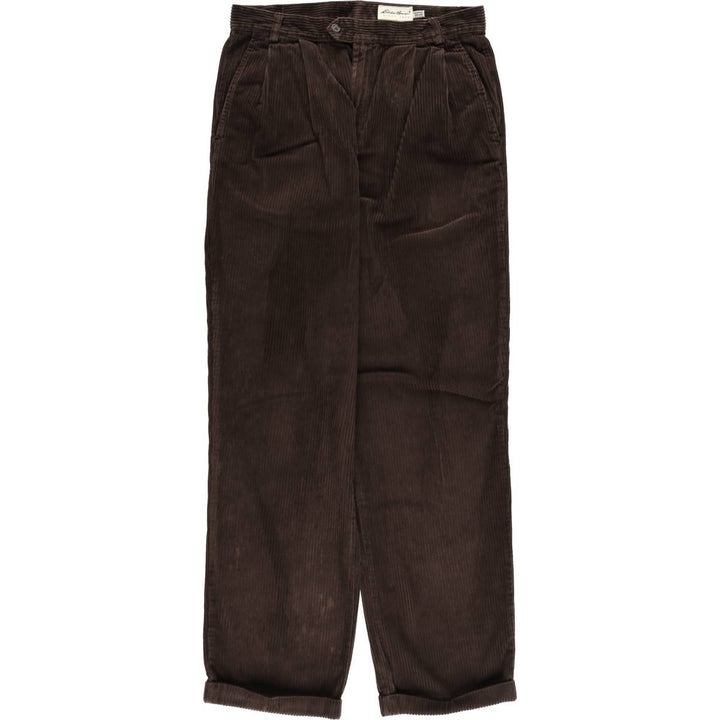 Eddie Bauer two-pleat wide-wale corduroy pants, men's size W33 (approx.) cotton brown type Vintage Second Hand