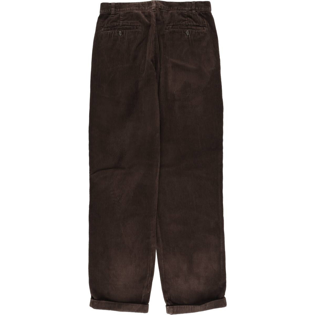 Eddie Bauer two-pleat wide-wale corduroy pants, men's size W33 (approx.) cotton brown type Vintage Second Hand