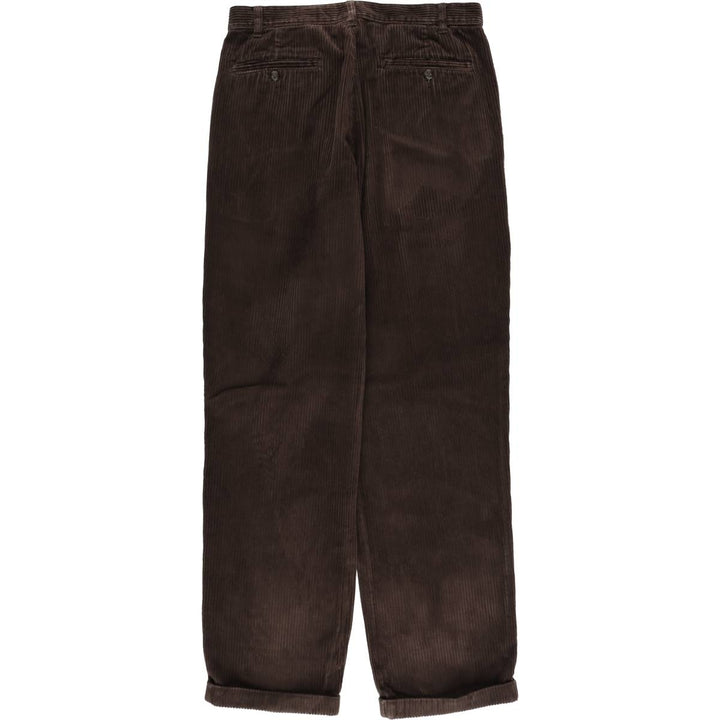 Eddie Bauer two-pleat wide-wale corduroy pants, men's size W33 (approx.) cotton brown type Vintage Second Hand