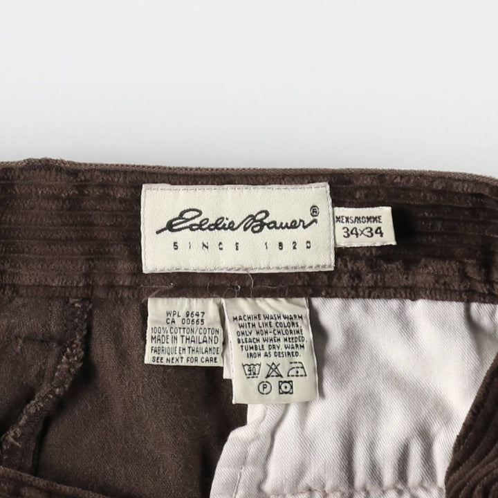 Eddie Bauer two-pleat wide-wale corduroy pants, men's size W33 (approx.) cotton brown type Vintage Second Hand