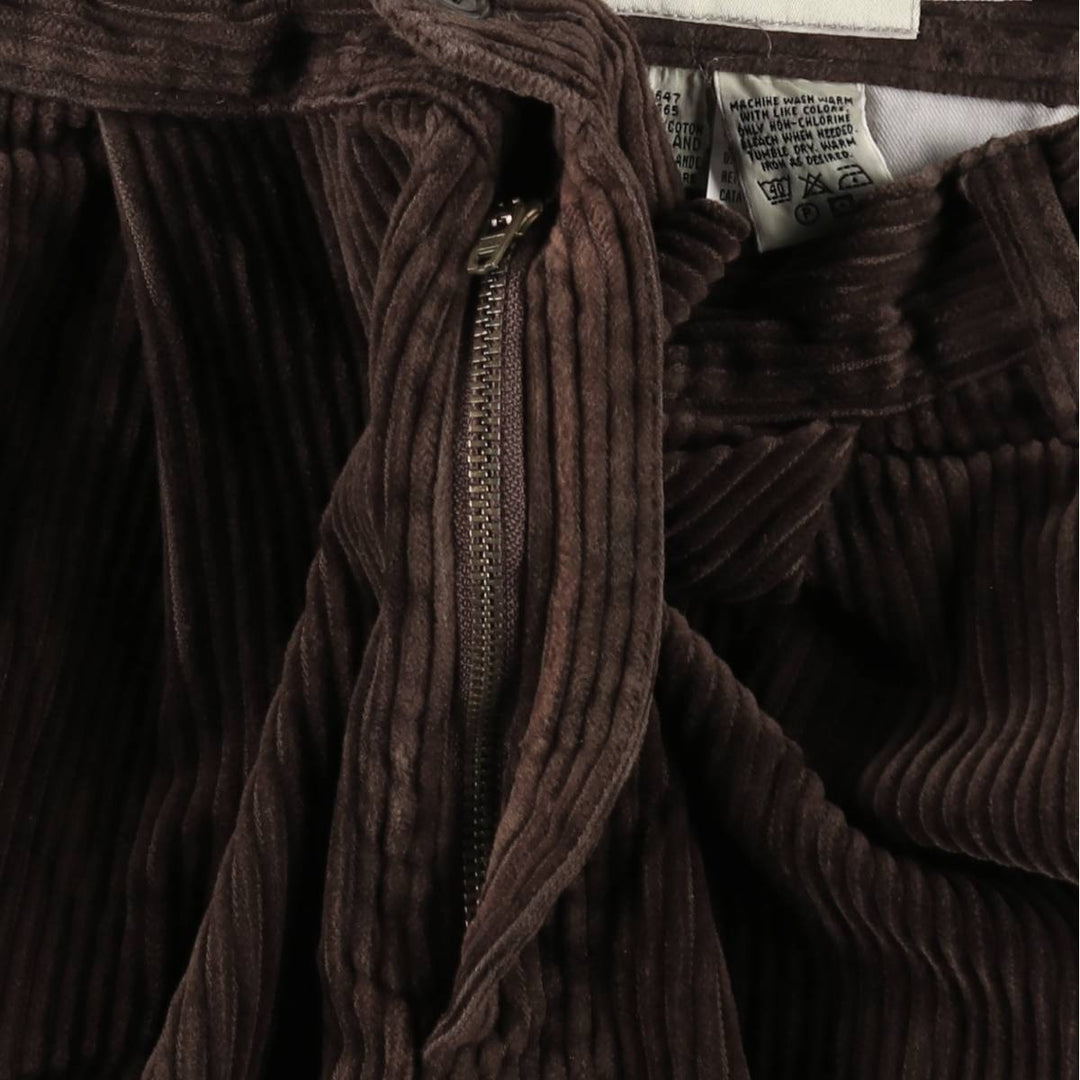 Eddie Bauer two-pleat wide-wale corduroy pants, men's size W33 (approx.) cotton brown type Vintage Second Hand