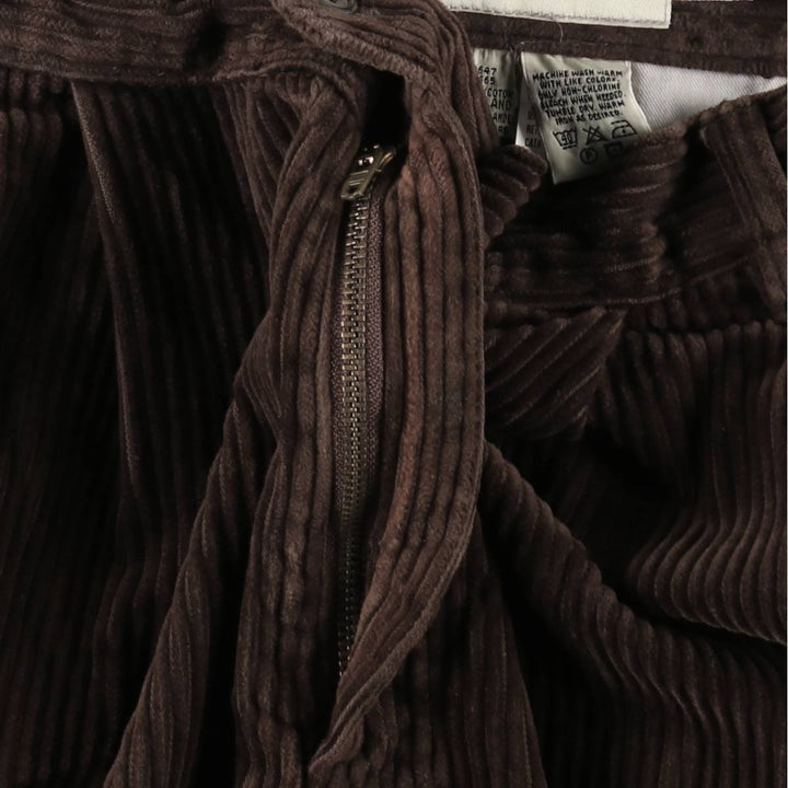 Eddie Bauer two-pleat wide-wale corduroy pants, men's size W33 (approx.) cotton brown type Vintage Second Hand