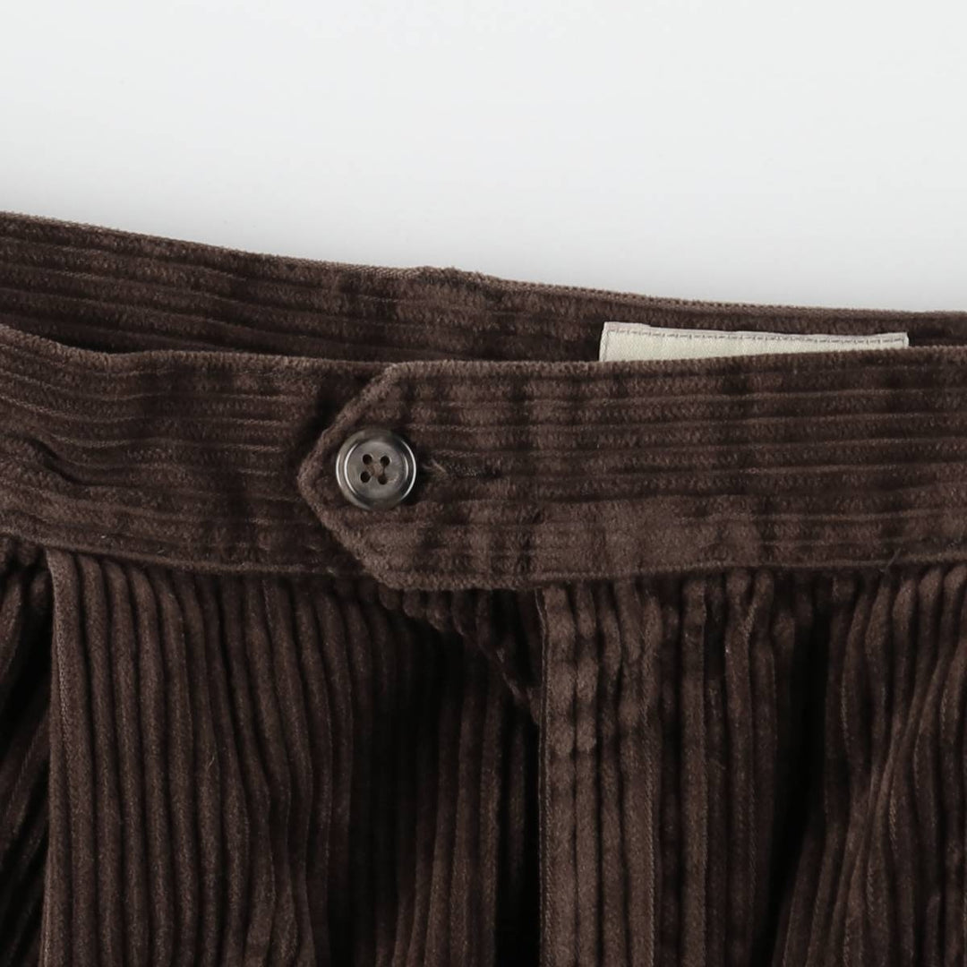 Eddie Bauer two-pleat wide-wale corduroy pants, men's size W33 (approx.) cotton brown type Vintage Second Hand