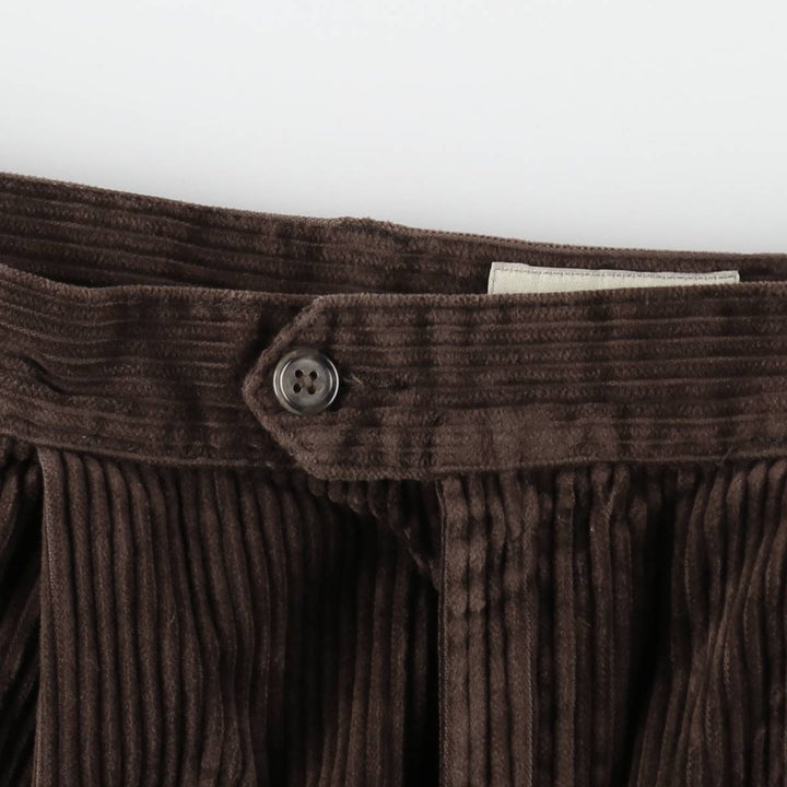 Eddie Bauer two-pleat wide-wale corduroy pants, men's size W33 (approx.) cotton brown type Vintage Second Hand