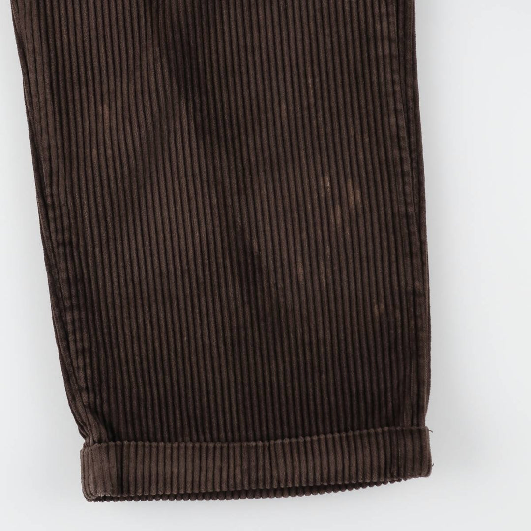 Eddie Bauer two-pleat wide-wale corduroy pants, men's size W33 (approx.) cotton brown type Vintage Second Hand