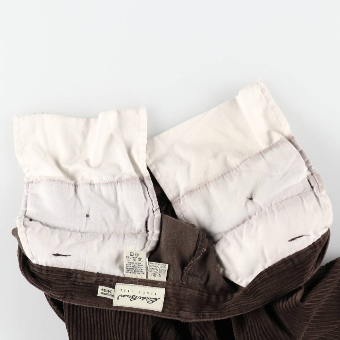 Eddie Bauer two-pleat wide-wale corduroy pants, men's size W33 (approx.) cotton brown type Vintage Second Hand