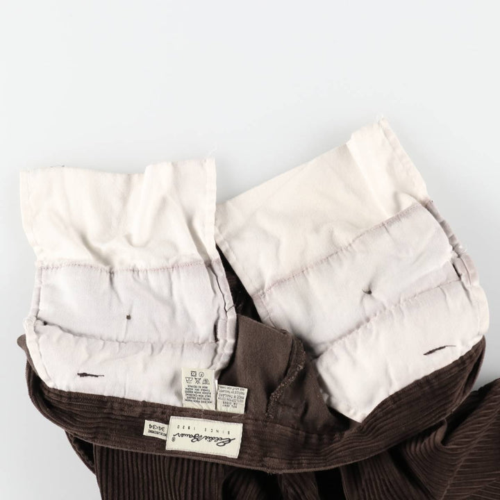 Eddie Bauer two-pleat wide-wale corduroy pants, men's size W33 (approx.) cotton brown type Vintage Second Hand