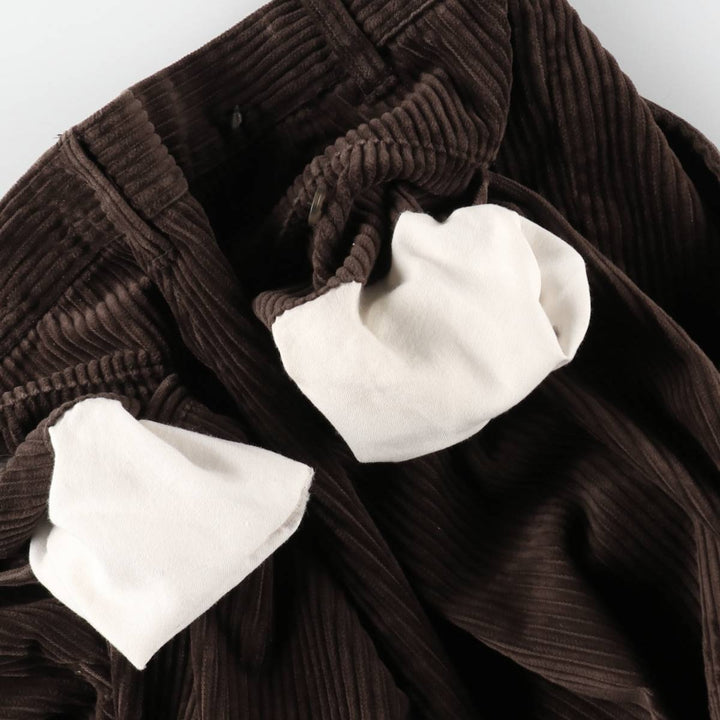 Eddie Bauer two-pleat wide-wale corduroy pants, men's size W33 (approx.) cotton brown type Vintage Second Hand