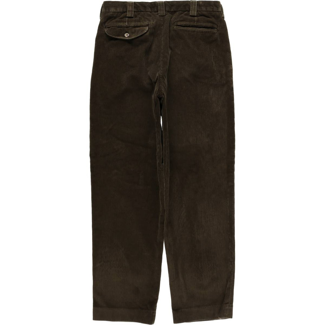 LLBean wide-wale corduroy pants with two pleats, men's size W33 (approx.) cotton Khaki type brown Vintage Second Hand