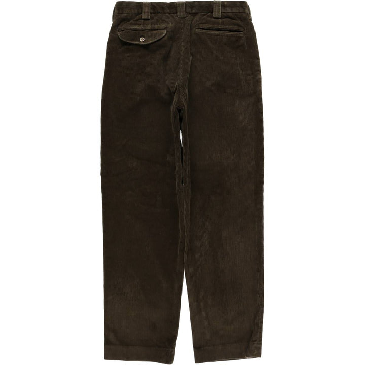 LLBean wide-wale corduroy pants with two pleats, men's size W33 (approx.) cotton Khaki type brown Vintage Second Hand