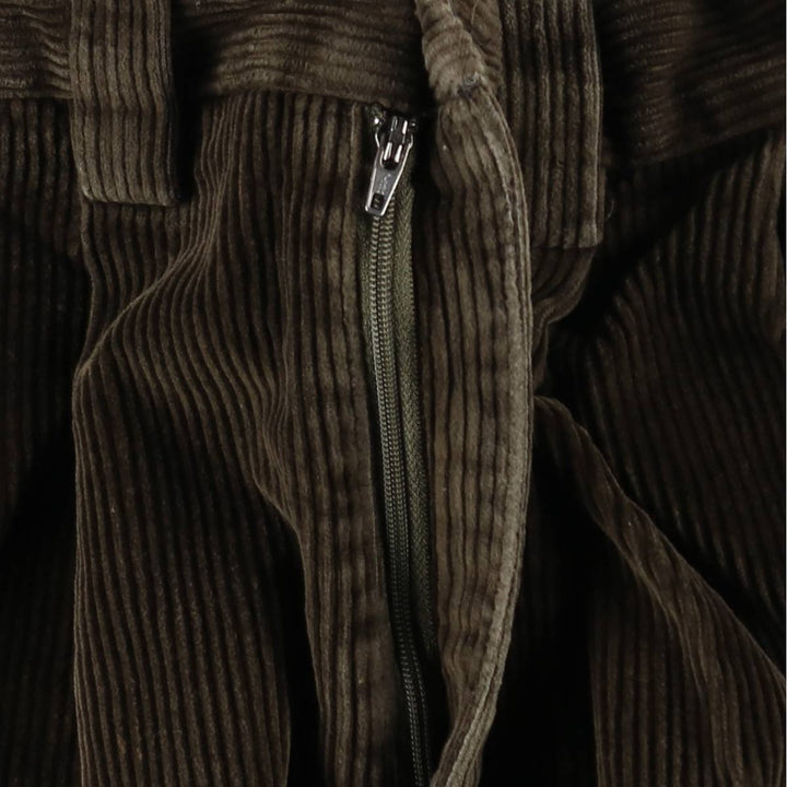 LLBean wide-wale corduroy pants with two pleats, men's size W33 (approx.) cotton Khaki type brown Vintage Second Hand