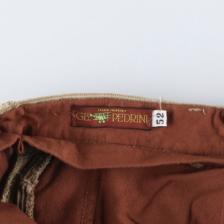 GB PEDRINI Two-Pleat Corduroy Pants, Made in Italy, Men's Size W34 (approx.), Vintage unclear Beige type Vintage Second Hand
