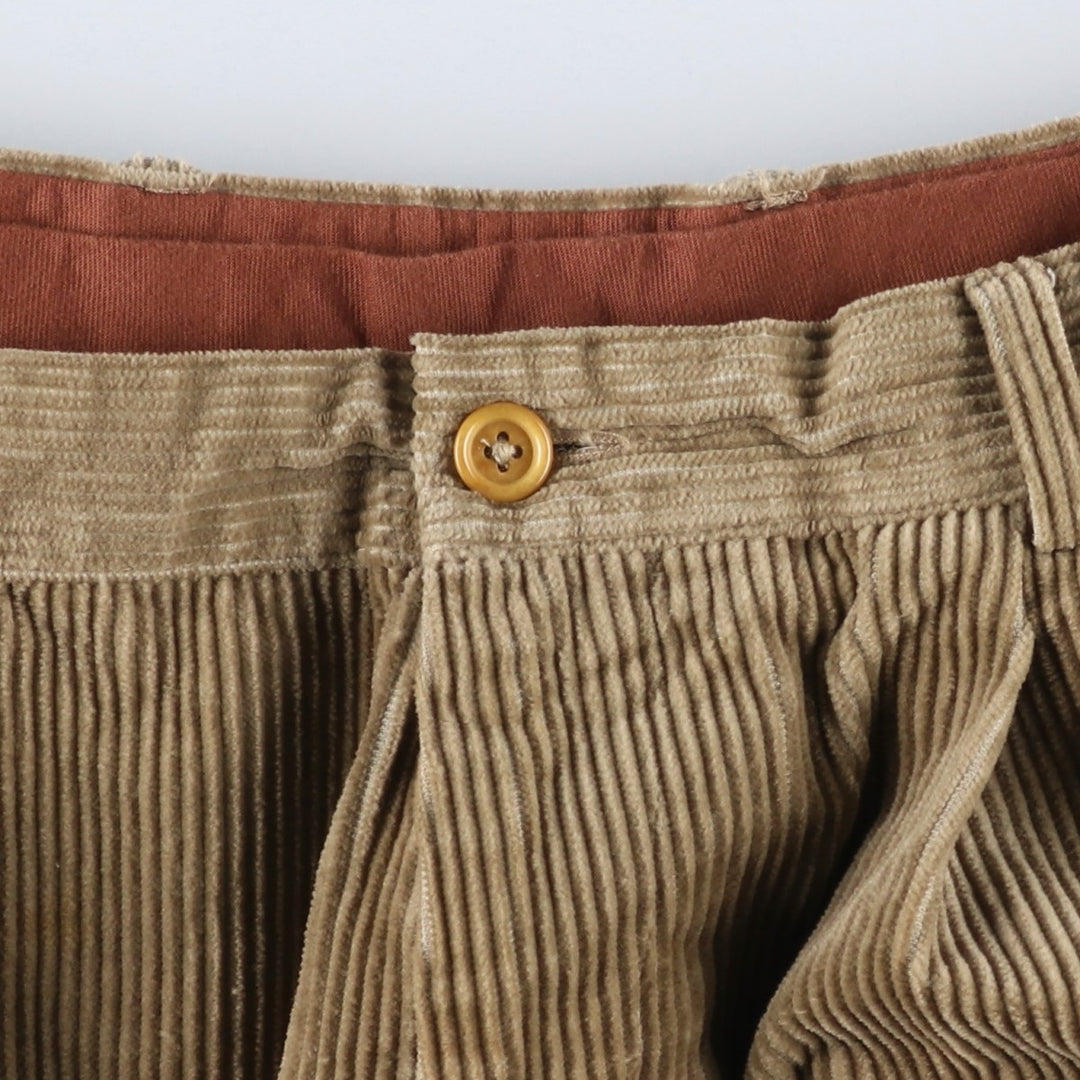 GB PEDRINI Two-Pleat Corduroy Pants, Made in Italy, Men's Size W34 (approx.), Vintage unclear Beige type Vintage Second Hand