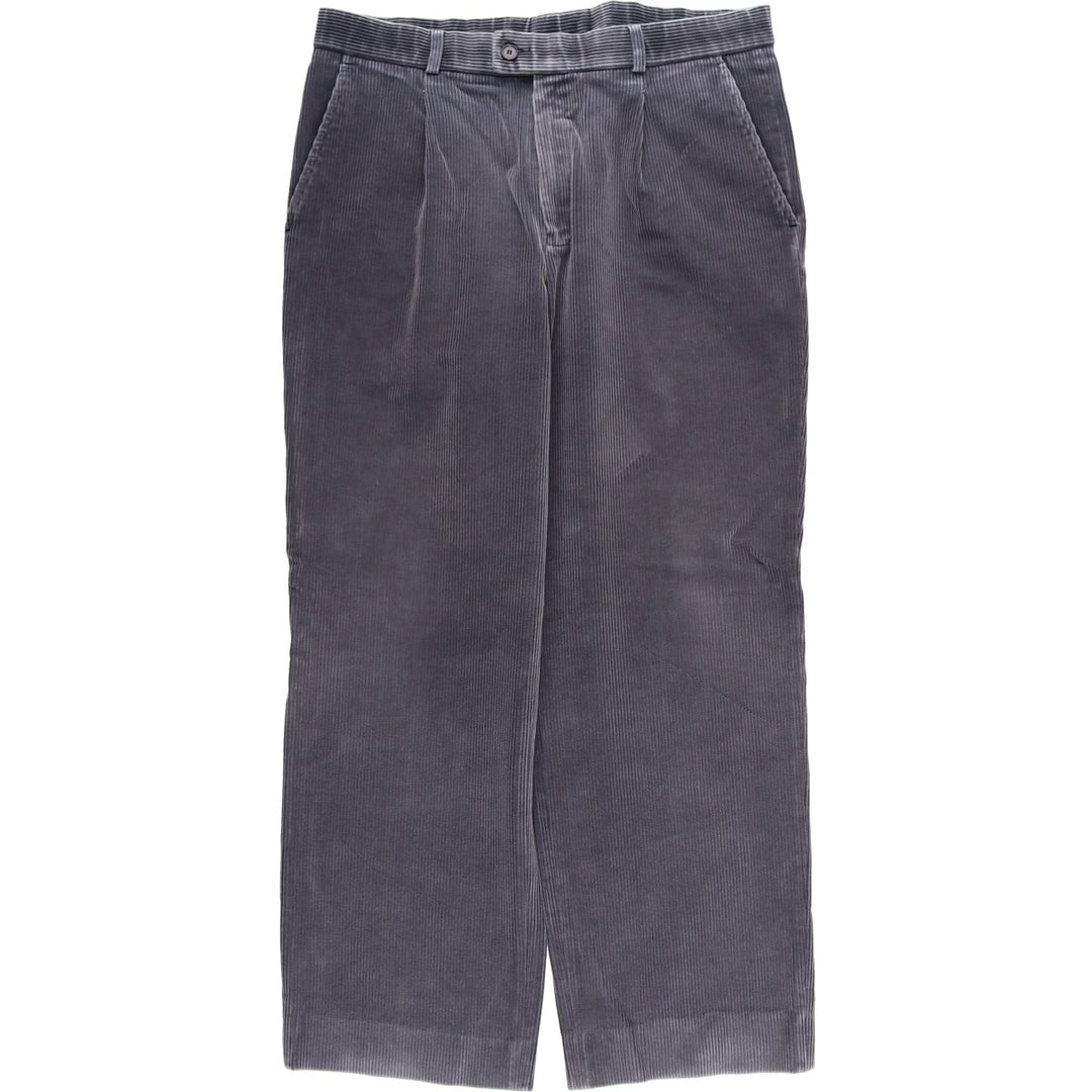 Lacoste corduroy pants with one pleat, men's size W35 (approx.) cotton gray type Vintage Second Hand