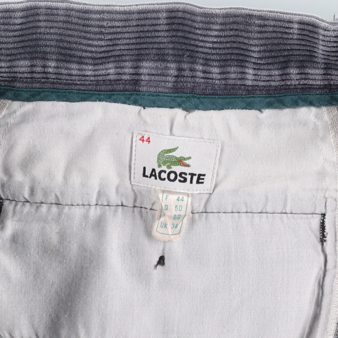 Lacoste corduroy pants with one pleat, men's size W35 (approx.) cotton gray type Vintage Second Hand