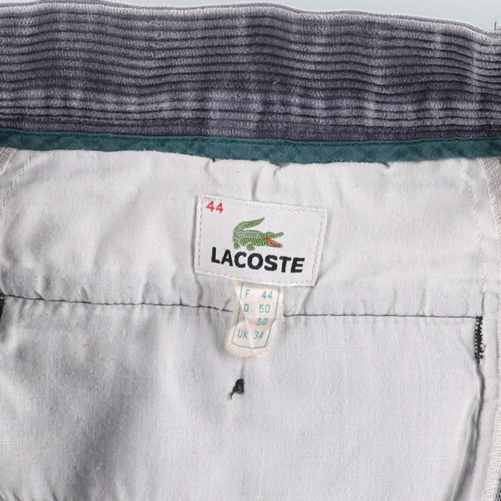 Lacoste corduroy pants with one pleat, men's size W35 (approx.) cotton gray type Vintage Second Hand