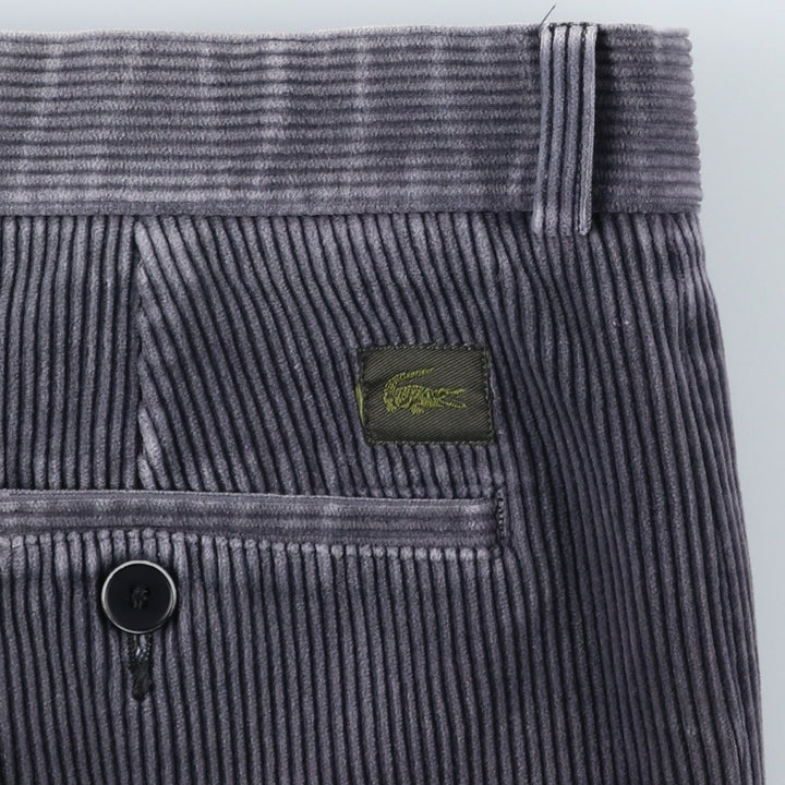 Lacoste corduroy pants with one pleat, men's size W35 (approx.) cotton gray type Vintage Second Hand
