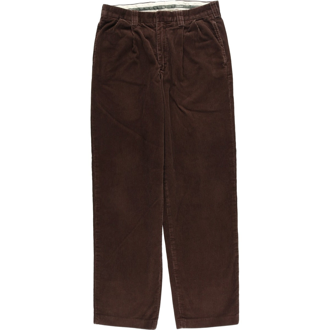 90s-00'S LLBean Two-pleat Corduroy Pants, Men's, Size W34 cotton brown type Vintage Second Hand