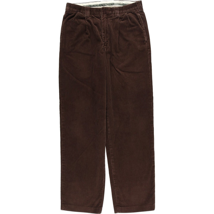 90s-00'S LLBean Two-pleat Corduroy Pants, Men's, Size W34 cotton brown type Vintage Second Hand