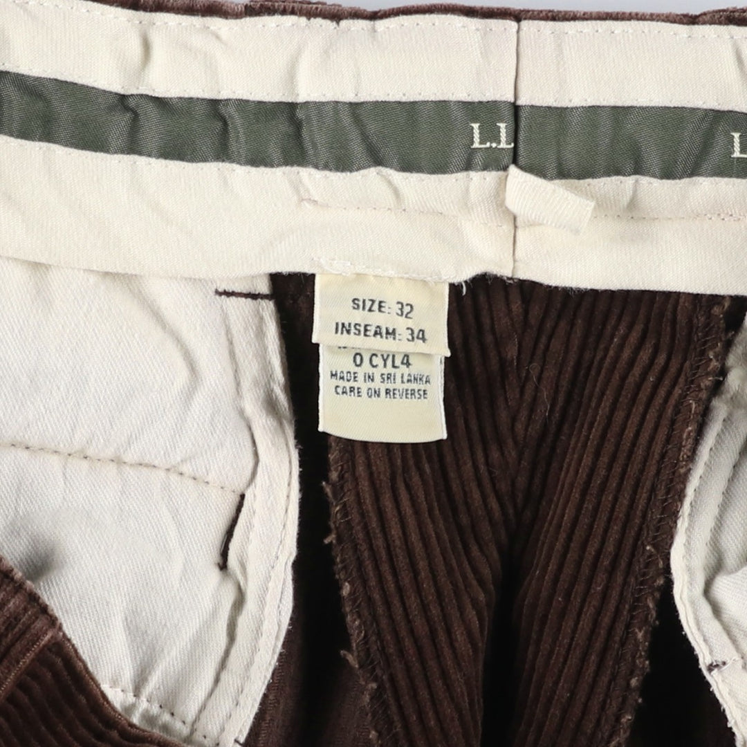 90s-00'S LLBean Two-pleat Corduroy Pants, Men's, Size W34 cotton brown type Vintage Second Hand