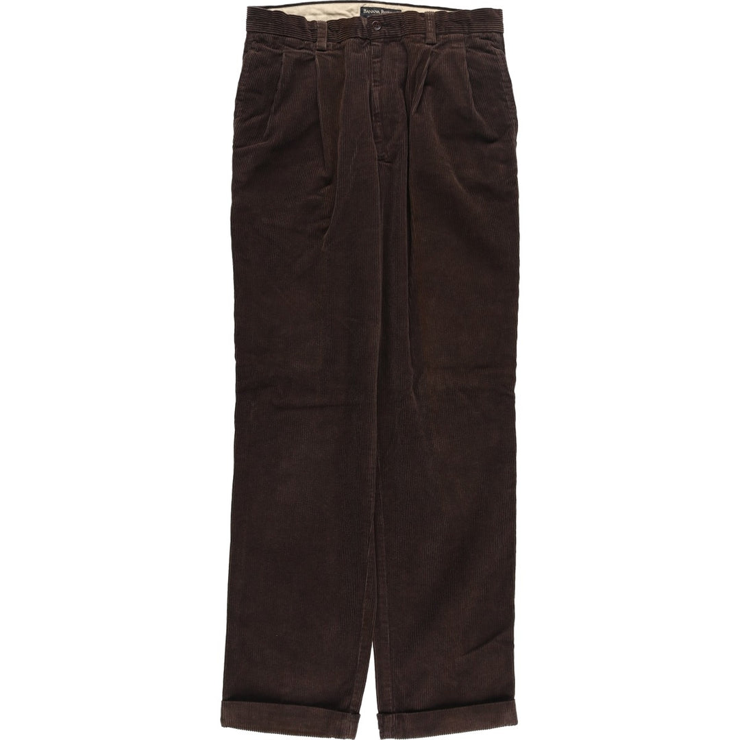 Banana Republic SMITHFIELD Two-Pleat Corduroy Pants, Men's Size W32 (approx.) cotton brown type Vintage Second Hand