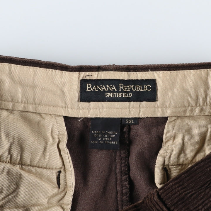 Banana Republic SMITHFIELD Two-Pleat Corduroy Pants, Men's Size W32 (approx.) cotton brown type Vintage Second Hand