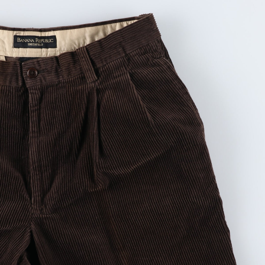 Banana Republic SMITHFIELD Two-Pleat Corduroy Pants, Men's Size W32 (approx.) cotton brown type Vintage Second Hand