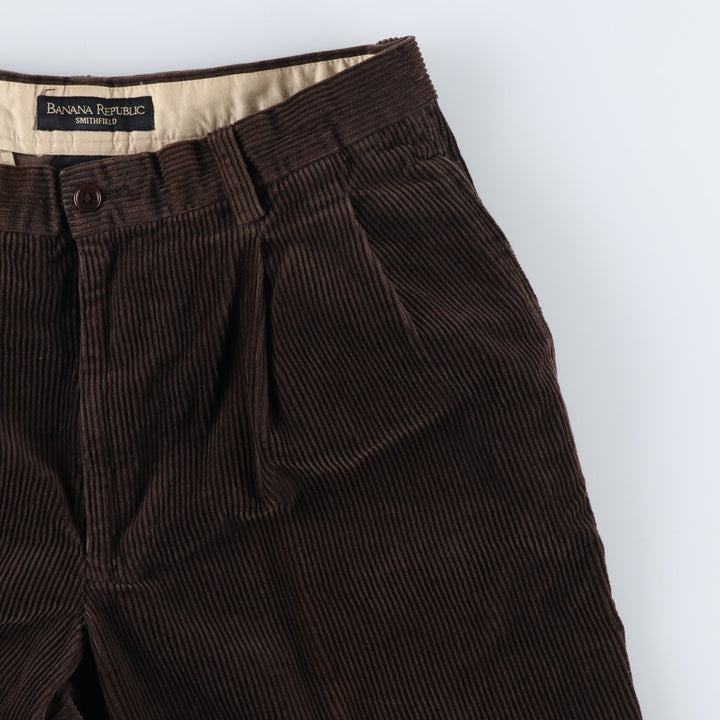 Banana Republic SMITHFIELD Two-Pleat Corduroy Pants, Men's Size W32 (approx.) cotton brown type Vintage Second Hand