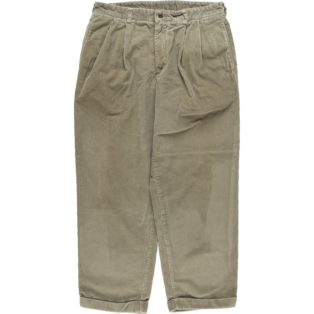 Brooks Brothers two-pleat corduroy pants, men's size W34 (approx.) cotton gray type Vintage Second Hand