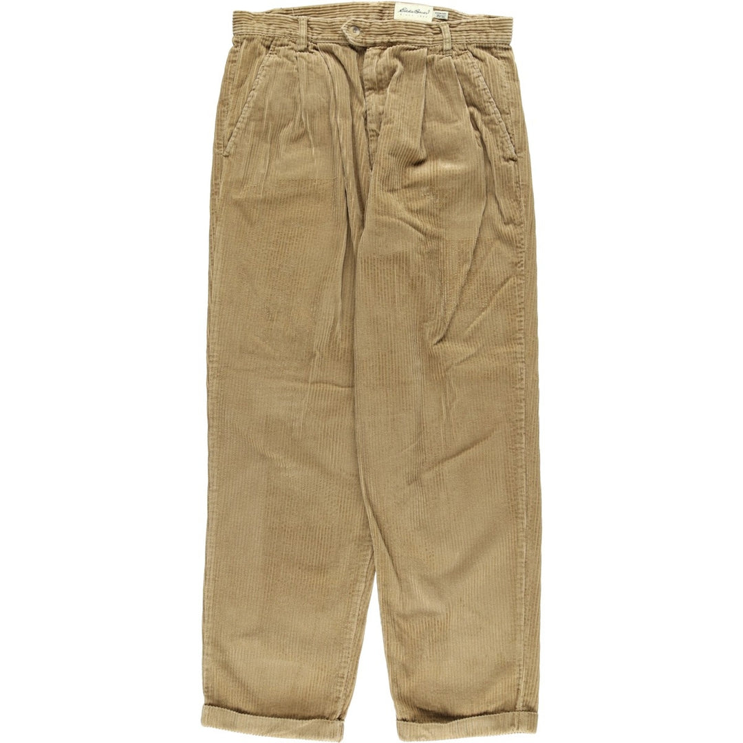 Eddie Bauer Two-Puck Wide-Rib Corduroy Pants, Men's Size 34 cotton Khaki type Vintage Second Hand