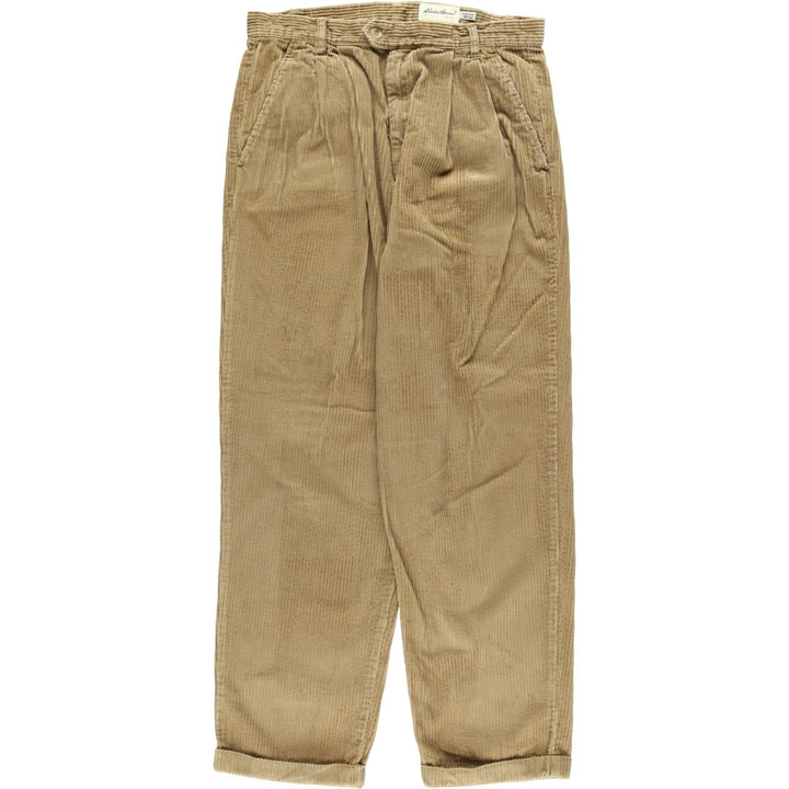 Eddie Bauer Two-Puck Wide-Rib Corduroy Pants, Men's Size 34 cotton Khaki type Vintage Second Hand