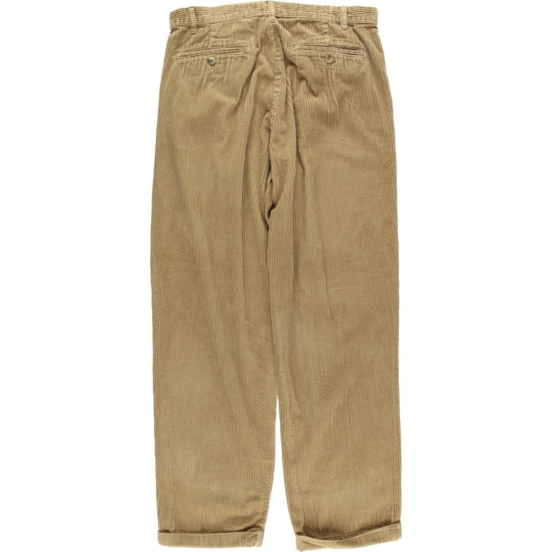 Eddie Bauer Two-Puck Wide-Rib Corduroy Pants, Men's Size 34 cotton Khaki type Vintage Second Hand