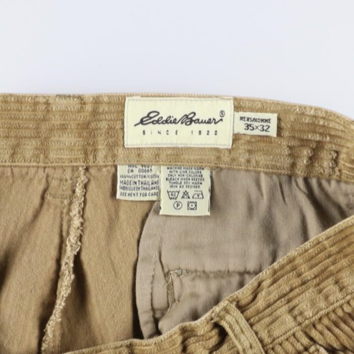 Eddie Bauer Two-Puck Wide-Rib Corduroy Pants, Men's Size 34 cotton Khaki type Vintage Second Hand